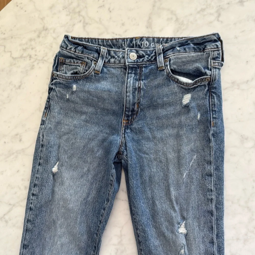 Gap Kids Girls Size 10 Plus Girlfriend Jeans Distressed Medium Wash Denim